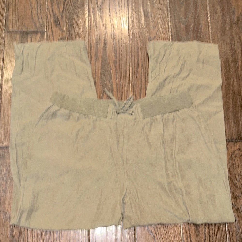 WinterSilks Olive Green Pants size large linen and silk blend